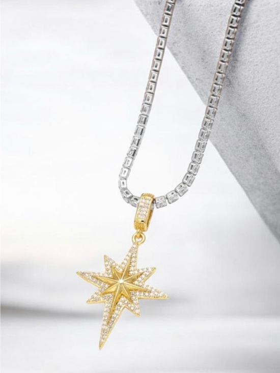 Jewelry - Starburst Pendant Necklace - Two-Tone NWT 18KT Gold Plated